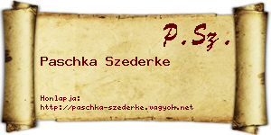 Paschka Szederke névjegykártya